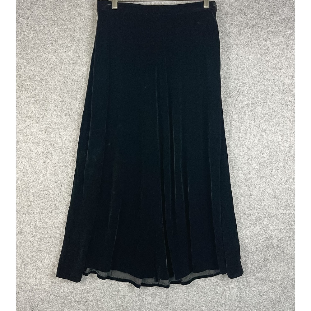 Dean & White Velvet Maxi Skirt Womens XL Black Silk Blend Pull On Witchy Goth